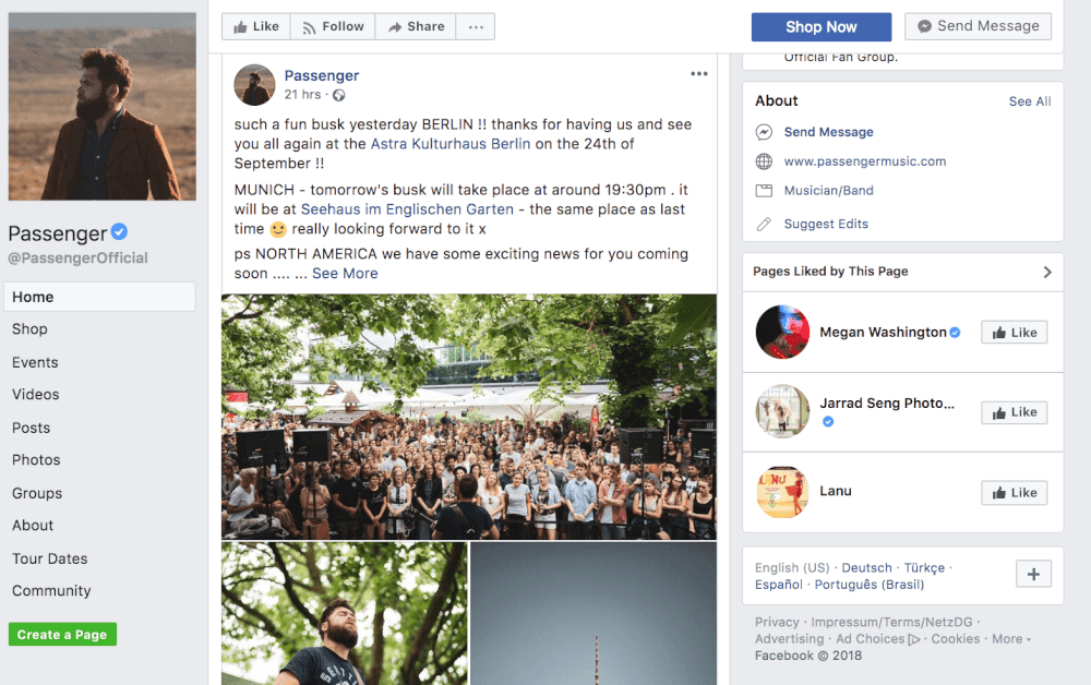 Featured image for article: Passenger Announces FREE Concert at Seehaus on June 6, 2018