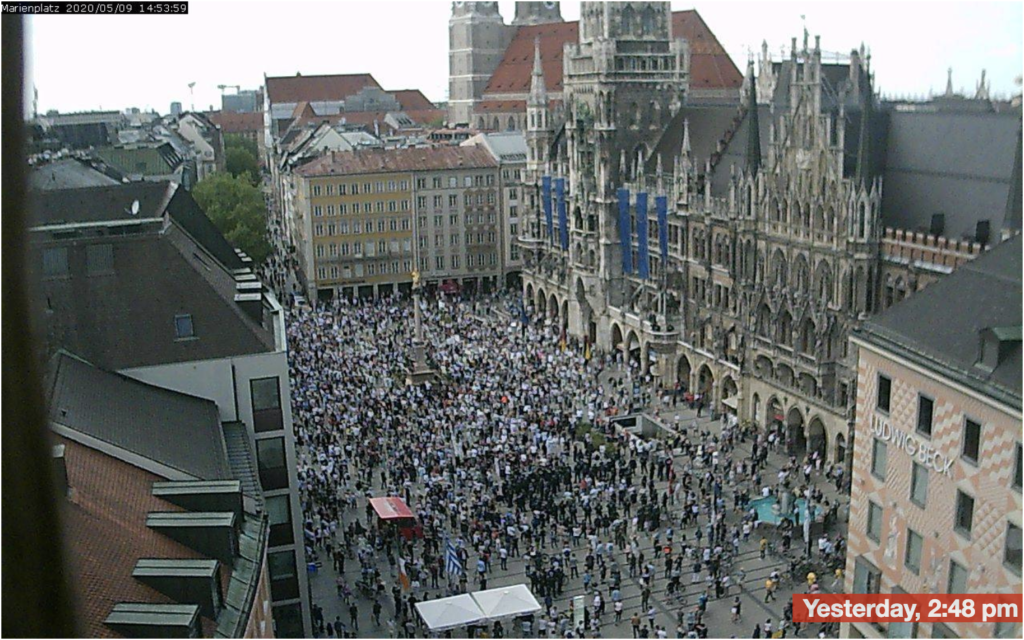 3000 Gather in Marienplatz to Protest Coronavirus Rules